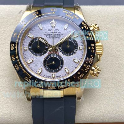 Luxury Replica QF Rolex Daytona 4130 Gold Gain Weight Watch Meteorite Dial 40mm 